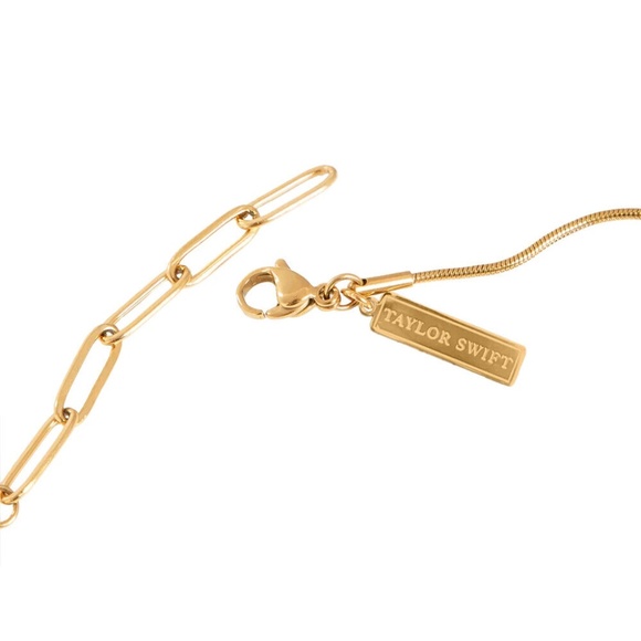 Taylor Swift The Tortured Poets Department TTPD Official Merch Gold Necklace - Picture 2 of 4